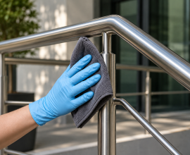 Czyszczenie balustrad ze stali nierdzewnej